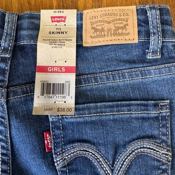 LEVIS 711 Skinny Jeans Girls 10 NWT Blue Denim Levi's Girl Jean NEW - Picture 8 of 9